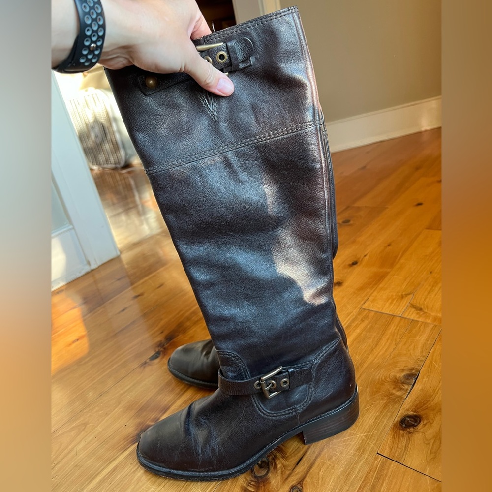 Dark brown Coach tall leather boots